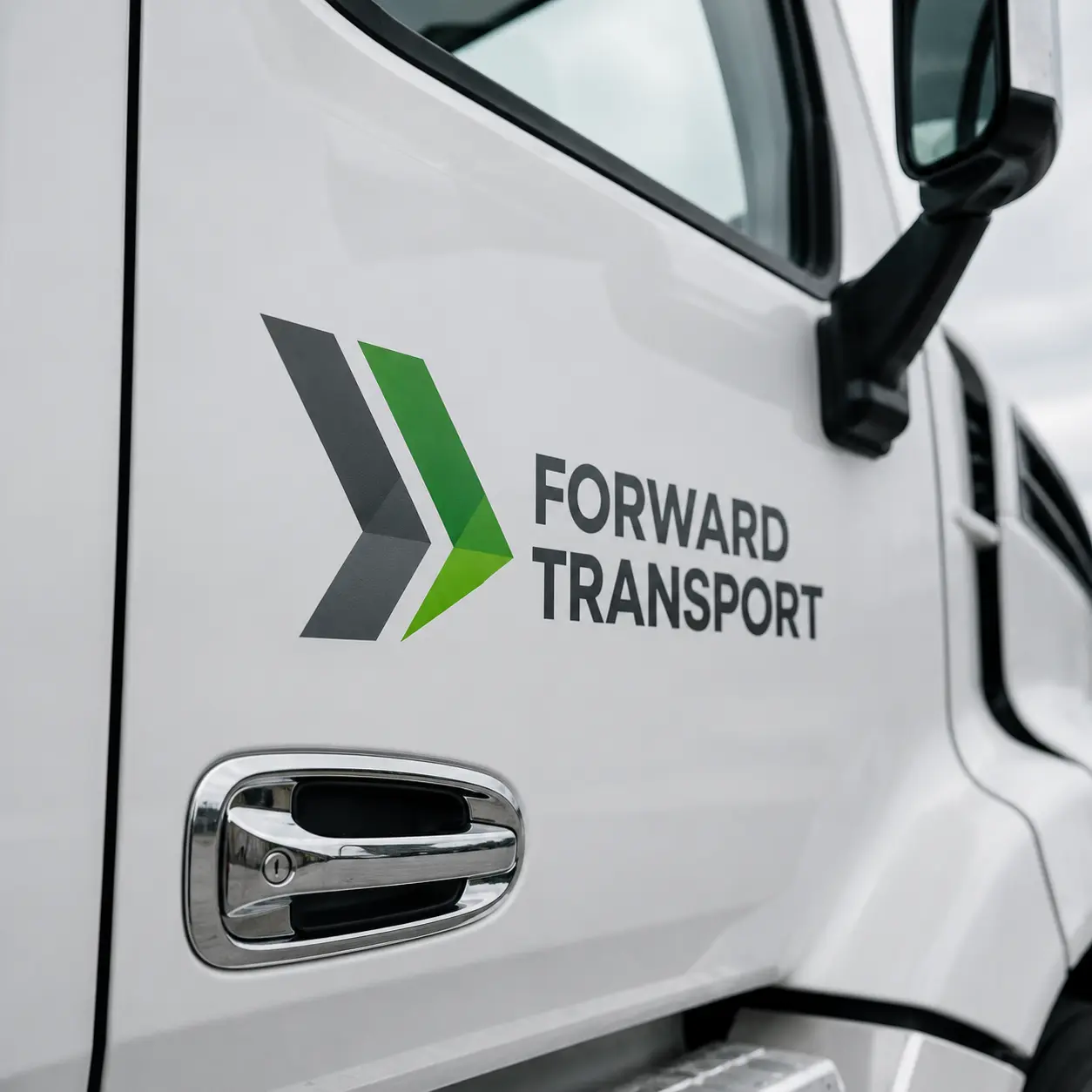 Forward Transport chevron logo on a truck door
